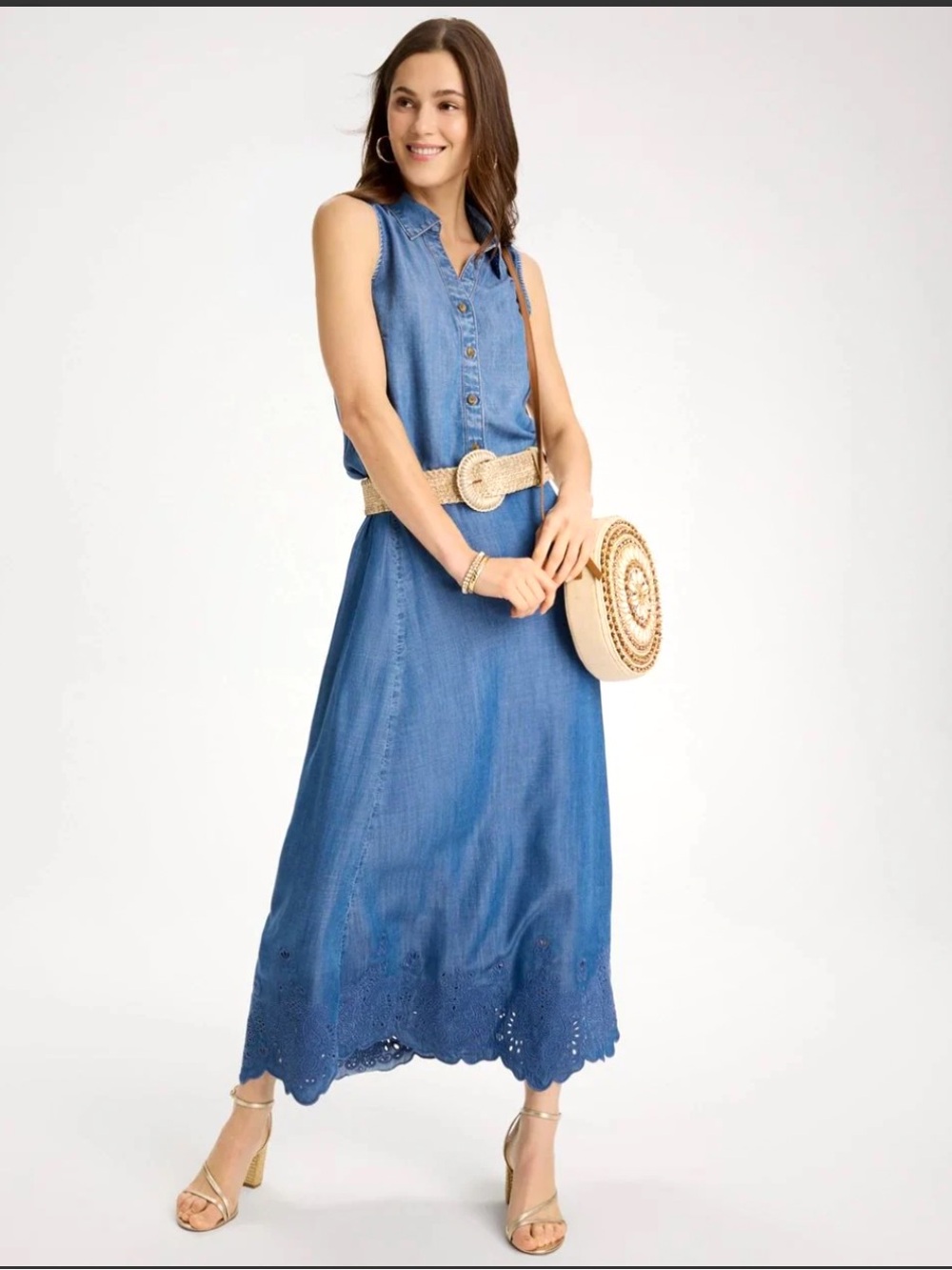 NWT Chico’s Pull On Embroidered Hem Skirt Pearl Indigo Size 0 / Small 4